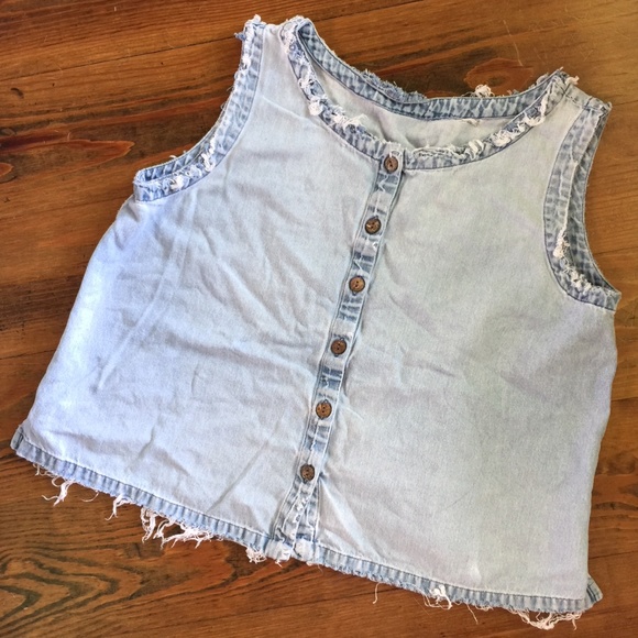 J. Jill Tops - J Jill Destroyed Denim Tank Sleeveless Distressed Shredded